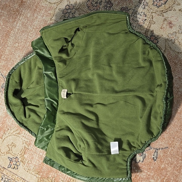 Rachel Zoe Shiny Green Fleece Lined Removeable Hood Back Pocket Dog Coat Sz L - Picture 5 of 13